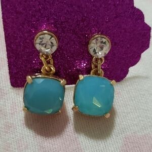 Cubic zirconia studs with blue glass stones. Nwt